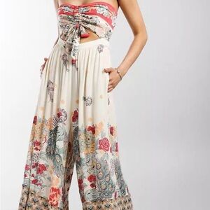 Free People Birds of Paradise Jumpsuit XS in Ivory Combo